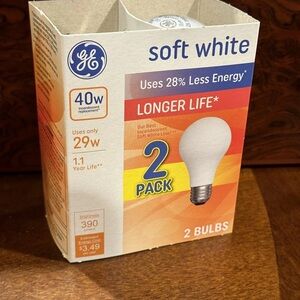 GE Soft White Light Bulbs 1 Pack/2 Bulbs - not Led
